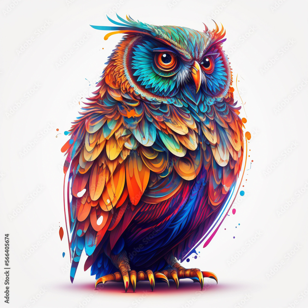 Obraz premium Owl Logo Illustration. Tattoo Style. Generative AI