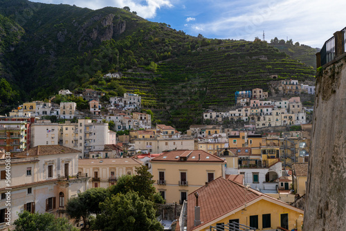 Rooftops and Terraced Lemon Groves in Maiori on the Amalfi Coast Italy