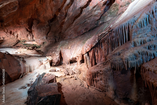 A rock formation inside Goughs Cave in Cheddar photo