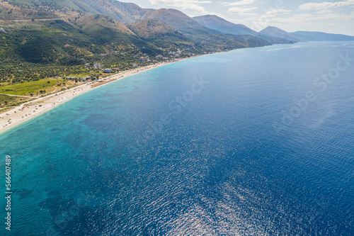 Part of 7 km long beach in village Borsh, Albania in Summer 2022 photo