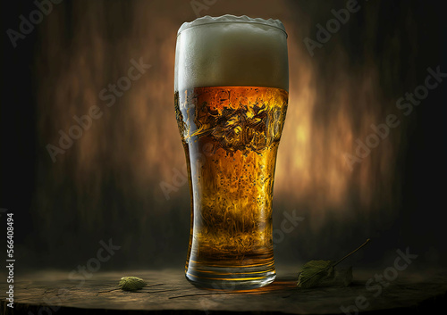glass of cold beer, generative AI, beer, drink, bar, pub, alcohol photo