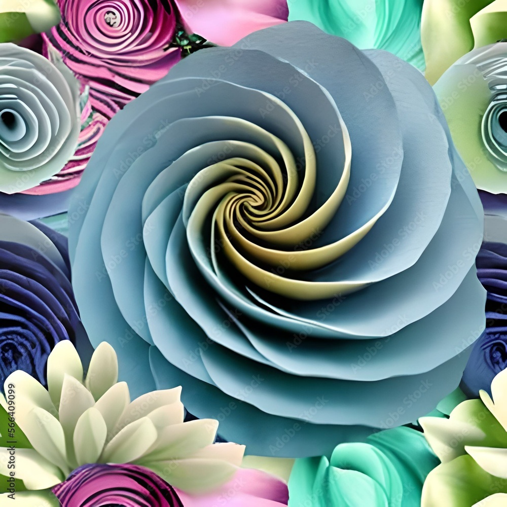 floral pastel aquarel Fibonacci spiral seamless pattern floral pastel aquarel Fibonacci spiral seamless pattern