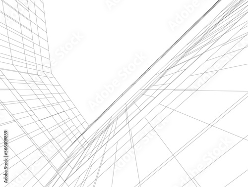Abstract architectural rendering 3d illustration