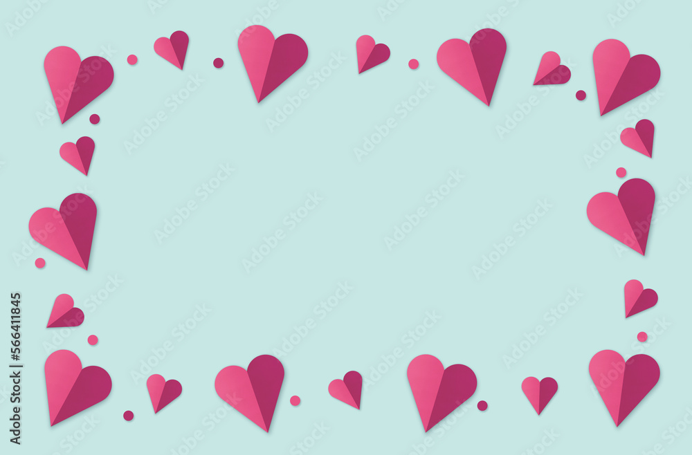 valentine background with many hearts on blue background