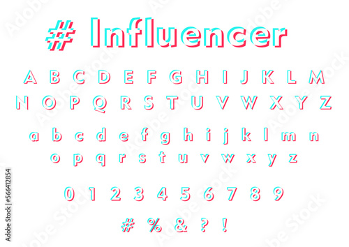 Abecedario monogramas negros con sombra colores flúo.  Logo redes sociales