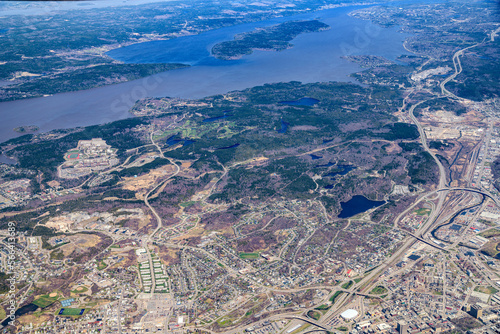 Aerial view of north Saint John, New Brunswick, Canada