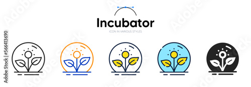 Incubator line icon in different styles. Bicolor outline stroke style. Business incubate symbol for web ui, mobile application. Future entrepreneurship incubator. Incubate startup. Vector