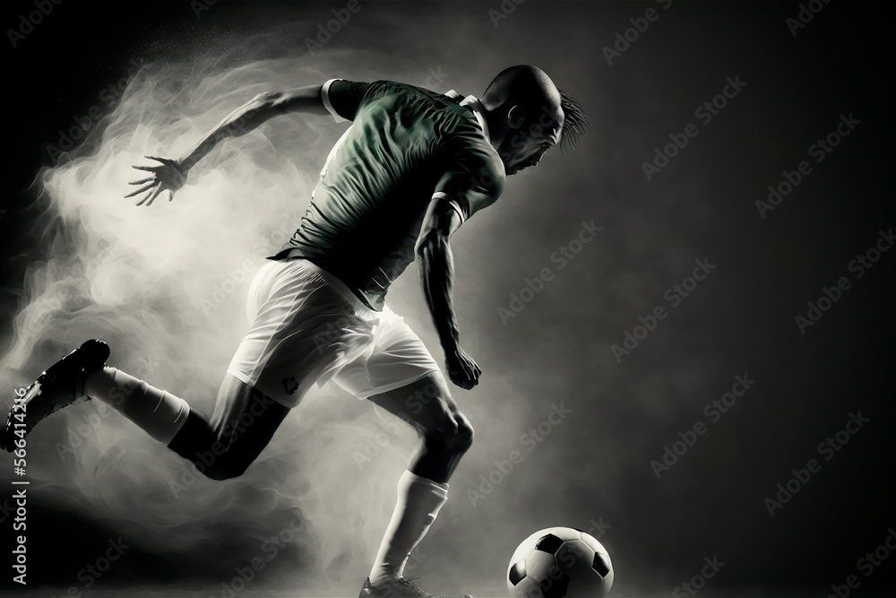 soccer player kicking the ball, ai generative content