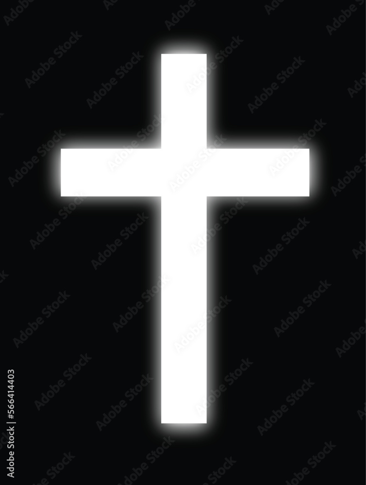 Shining Christian cross icon. Religious cross icon.