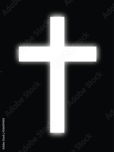 Shining Christian cross icon. Religious cross icon.