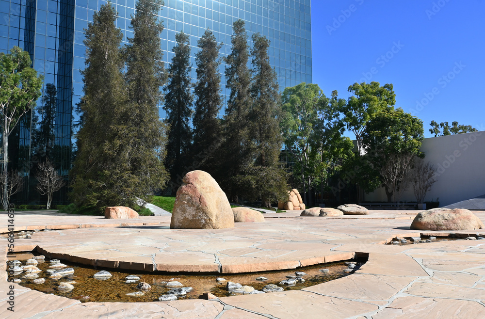 COSTA MESA, CALIFORNIA - 24 JAN 2023: The Noguchi Garden, a compact
