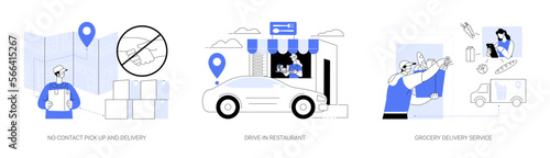 Safe way to get food and essentials abstract concept vector illustrations.