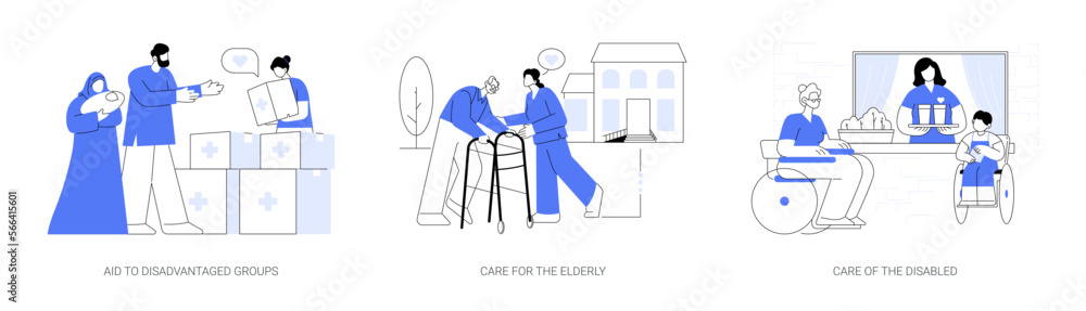 Help vulnerable people abstract concept vector illustrations. Help vulnerable people abstract concept vector illustrations.