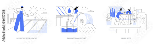 Eco-friendly building abstract concept vector illustrations.