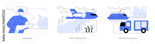 Fighting the wildfire abstract concept vector illustrations.