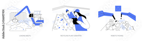 Recycling plant abstract concept vector illustrations.