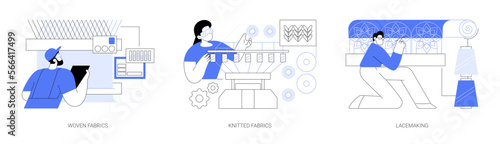 Textile manufacturing abstract concept vector illustrations.