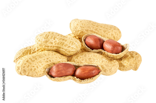 Dried peanuts isolated isolated on white background.