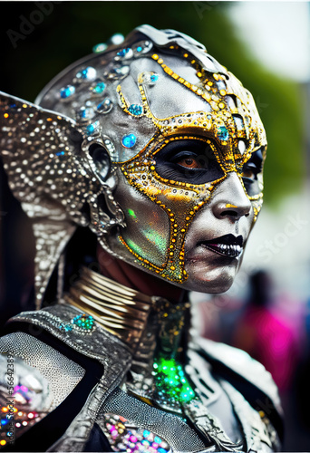portrait of a woman with a carnival mask