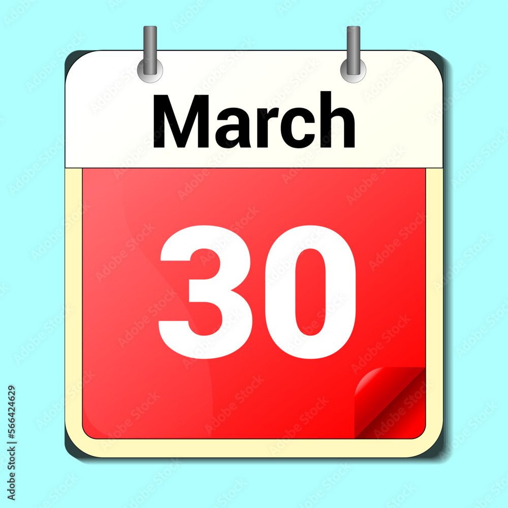 March 30 displayed wooden letter blocks on white background with space for print. March 30 displayed wooden letter blocks on white background with space for print.