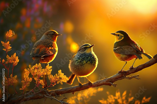 Bird on Spring beautiful landscape background. Generated AI