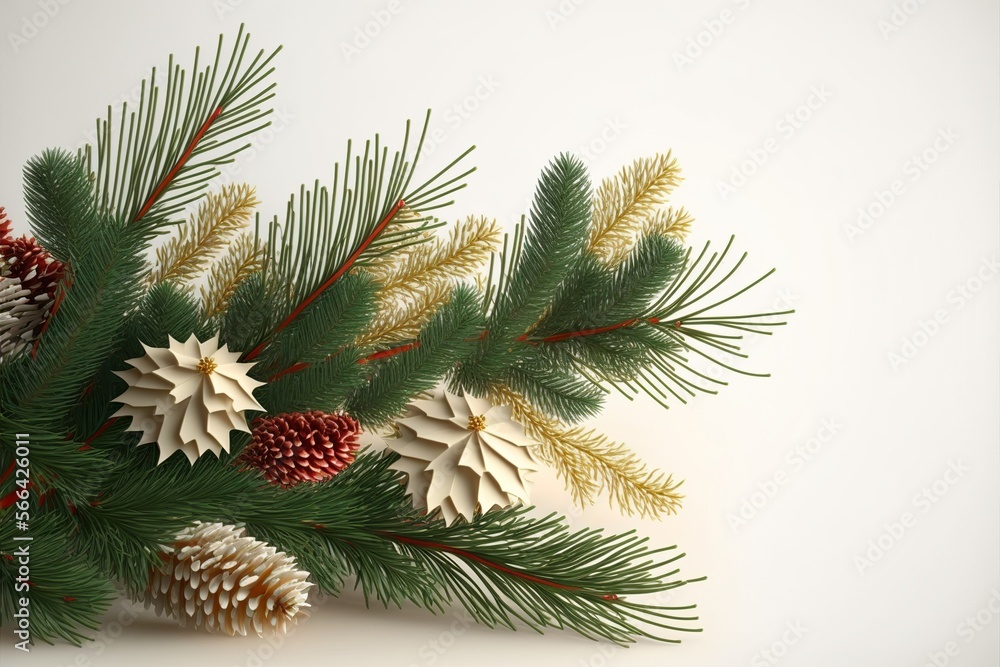 Pine buds decorated for Christmas, isolated on a white background Ai generated Pine buds decorated for Christmas, isolated on a white background Ai generated