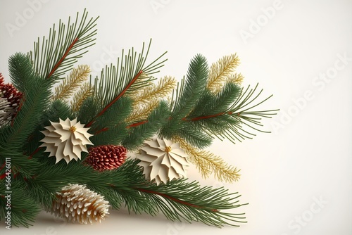 Pine buds decorated for Christmas  isolated on a white background Ai generated