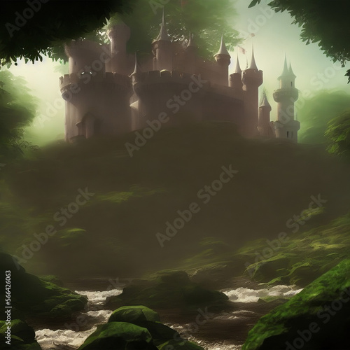castle in the forest created with Generative AI