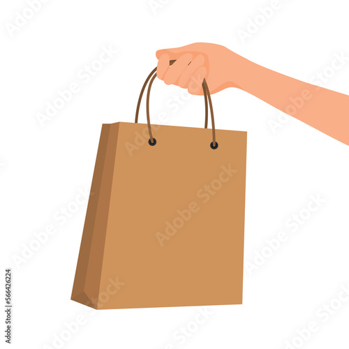 Hand holding shopping bag paper