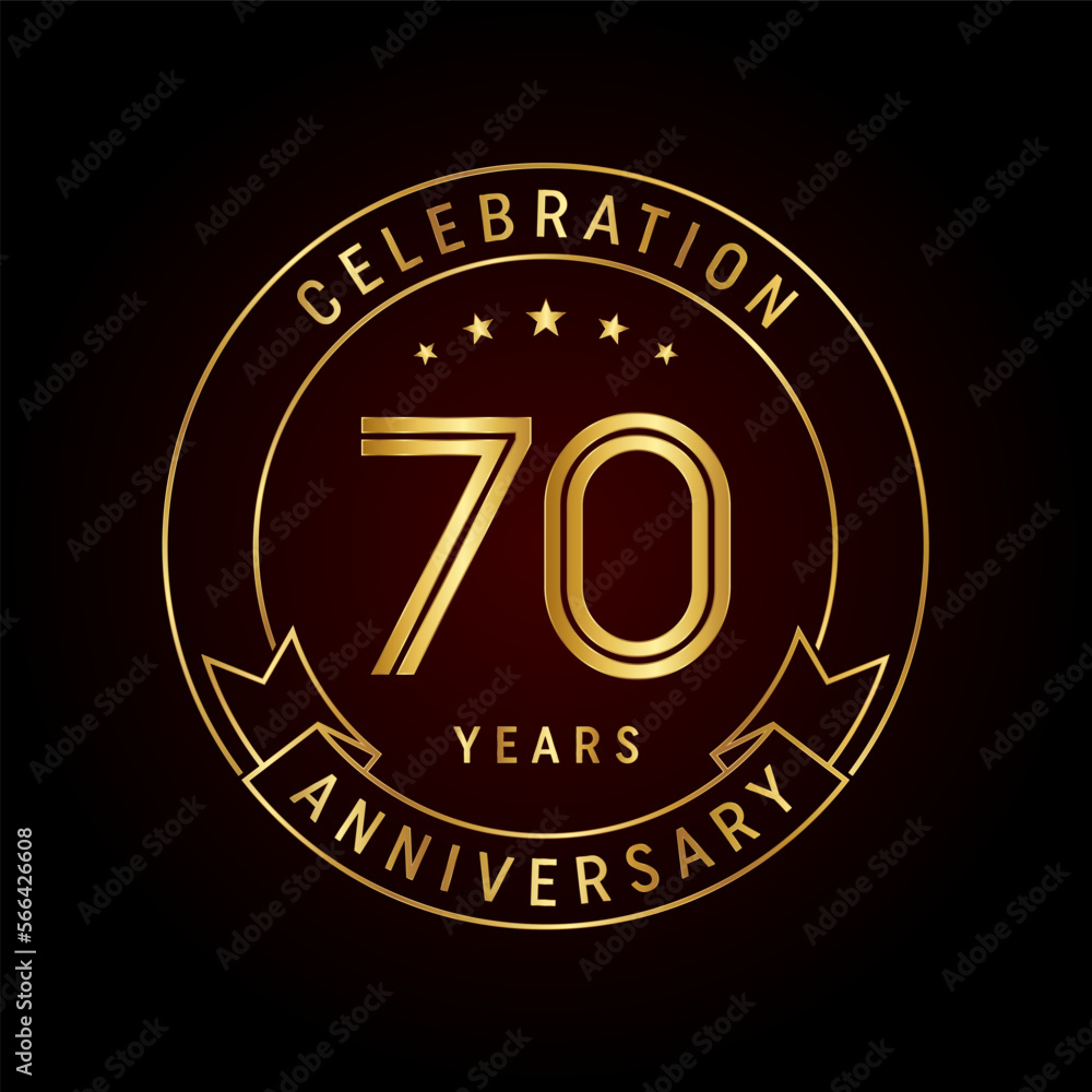70th anniversary logo design with emblem style concept. line art design. Logo vector