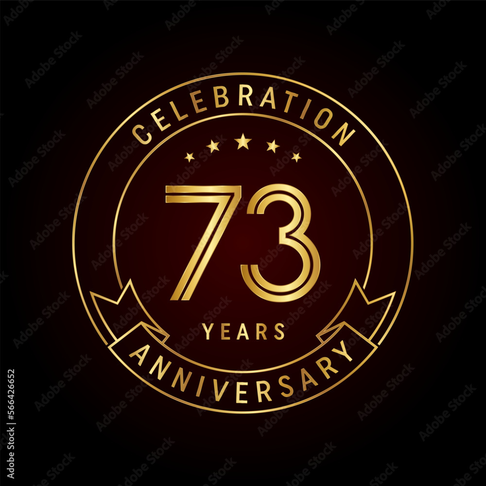 Fototapeta premium 73th anniversary logo design with emblem style concept. line art design. Logo vector