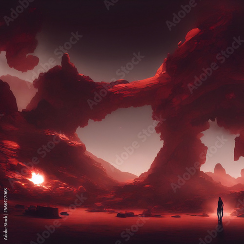 Afternoon in another planet created with Generative AI