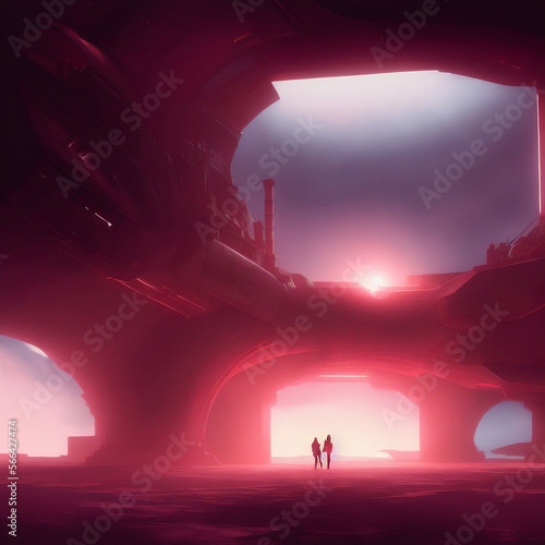 Sunset in another planet created with Generative AI