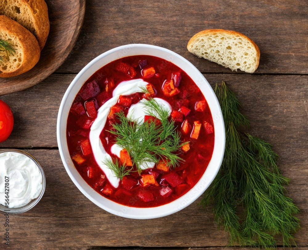 red borsch with tomato soup with vegetables