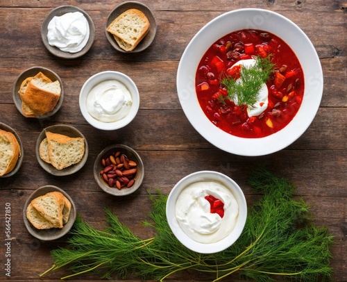 red borsch with tomato soup with vegetables