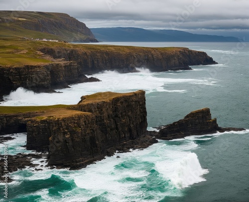 the icelandic landscape with cliffs and rocks, atlantic, beach, beautiful, blue, cliff
