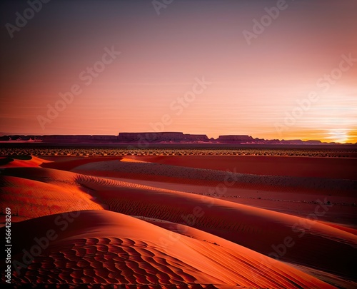 wadi, iran-november: sand national sands desert. sunset with a red stripes. © ozun