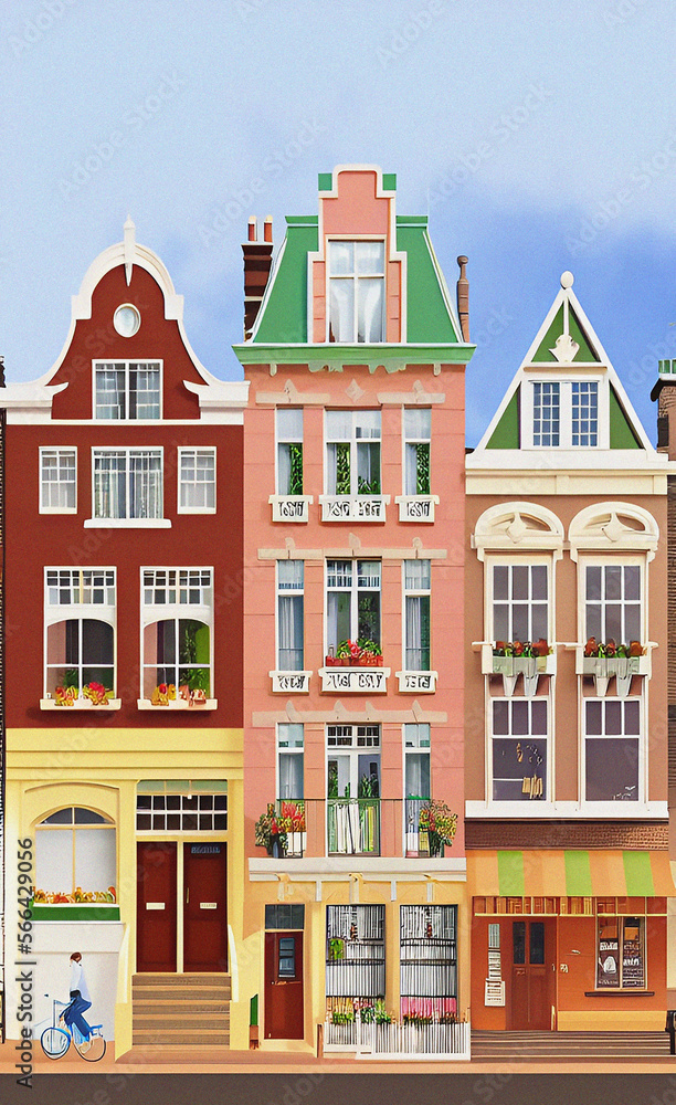 Colorful House illustration, background, wallpaper