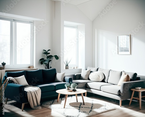 modern interior design, living room pillows on sofa decoration in living room interior © ozun