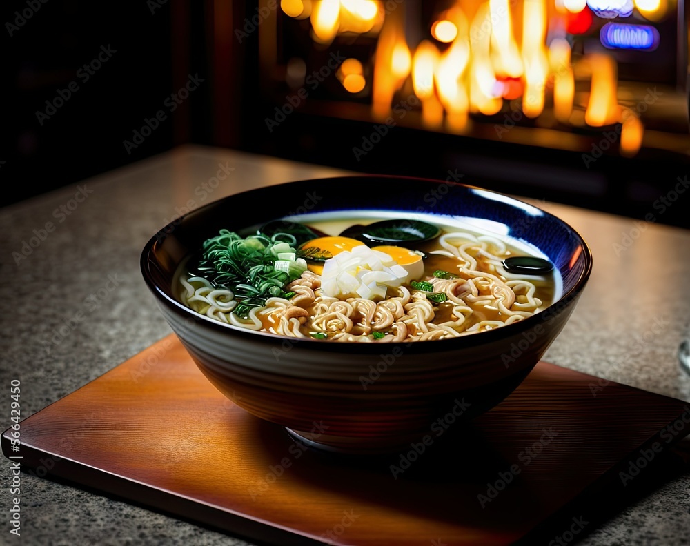 japanese style noodles with chicken and vegetables.