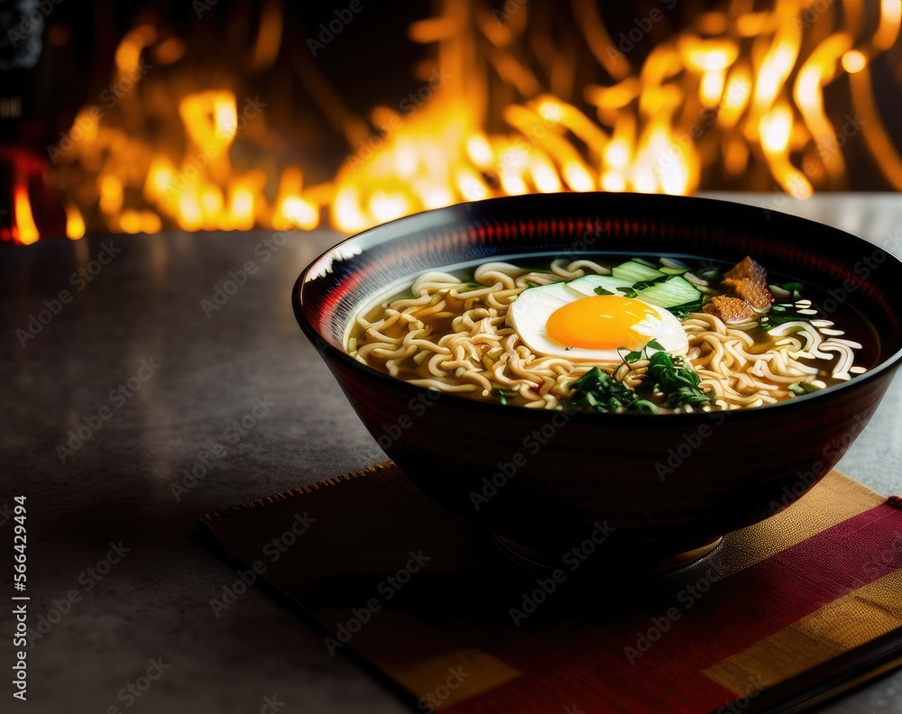 japanese style noodles with chicken and vegetables.