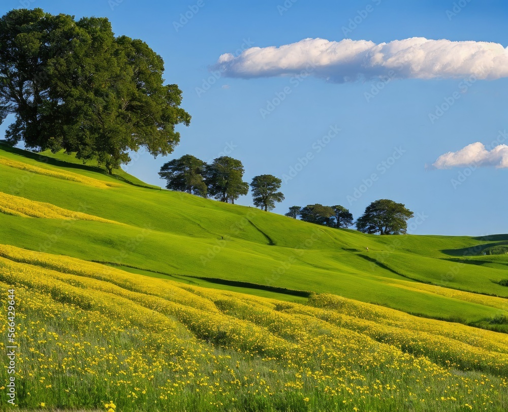 landscape with beautiful green hills, tuscany, italy