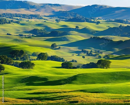 landscape with beautiful green hills, tuscany, italy