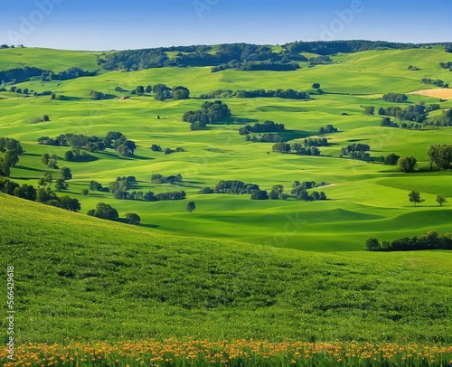 landscape with beautiful green hills, tuscany, italy