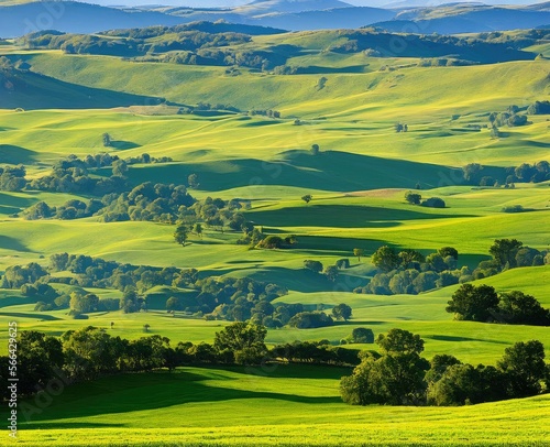 landscape with beautiful green hills, tuscany, italy