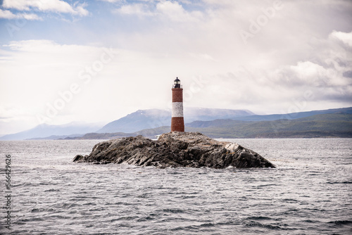 views of famous les eclaireurs lighthouse in ushuaia. photo