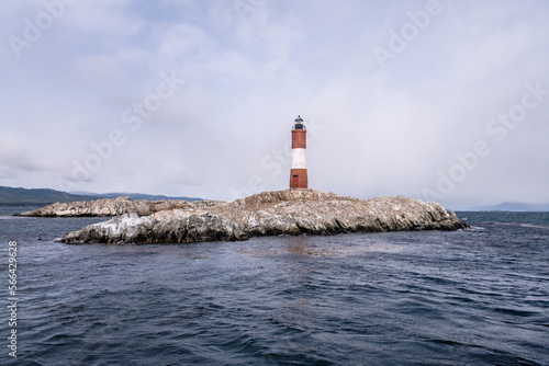 views of famous les eclaireurs lighthouse in ushuaia.