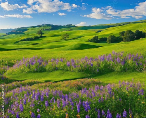 landscape with beautiful green hills, tuscany, italy