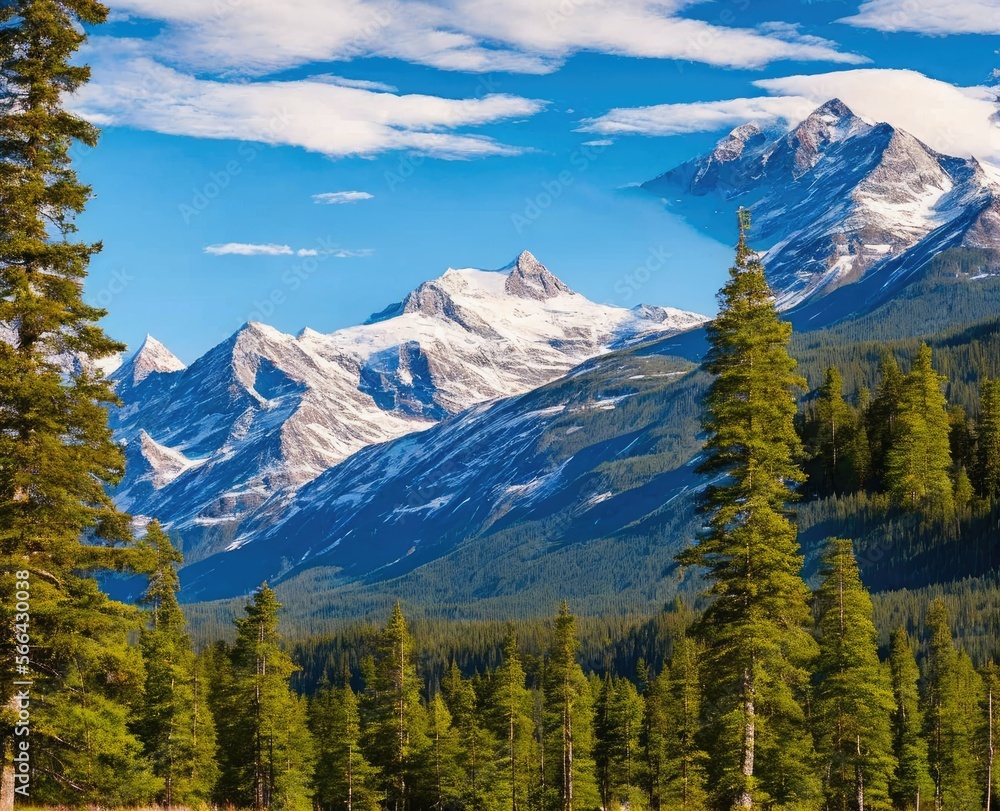 Fototapeta premium beautiful landscape with snow-capped mountains, the sun goes down the peaks, the view of the dolomites