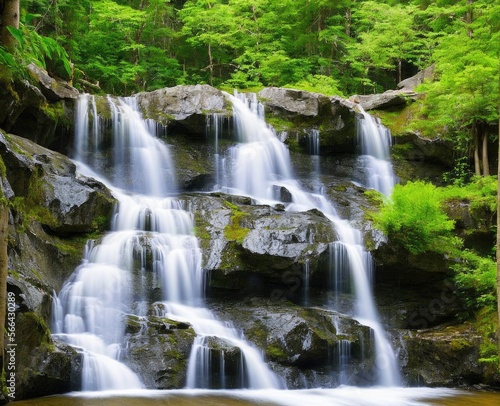 waterfall and forest. nature  travel  hiking concept